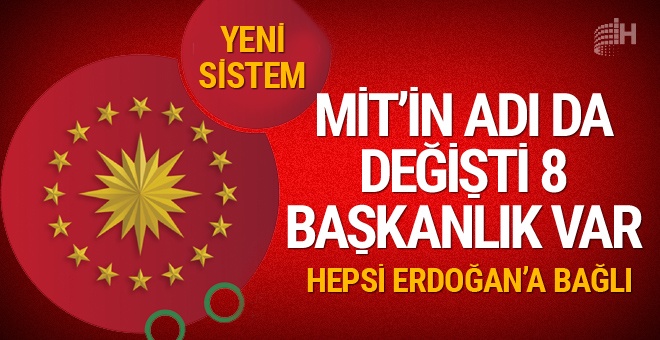 Cumhurbaşkanlığı Hükümet Sistemi - Yeni başkanlıklar MİT'in adı değişti