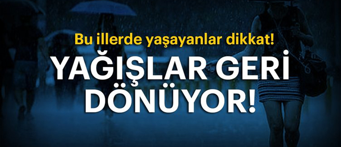 Yağışlar geri dönüyor!