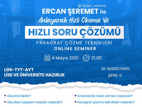 Online seminer: Ercan Şeremet ile anlayarak hızlı okuma