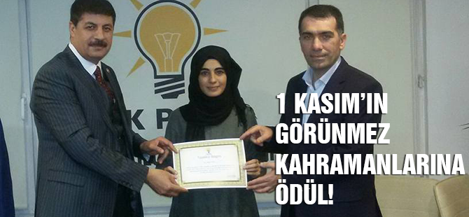 1 Kasım'ın görünmez kahramanlarına teşekkür belgesi