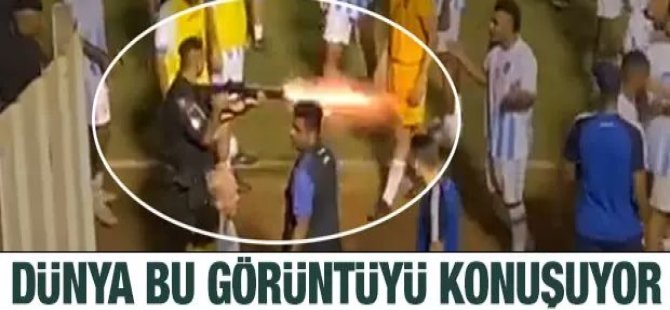 Polis futbolcuyu bacağından vurdu