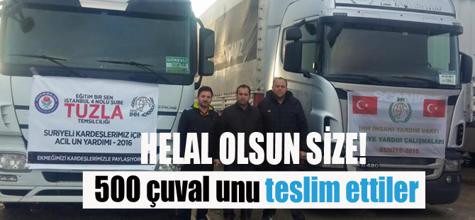 Tuzla Eğitim Bir Sen'den Suriyelilere 500 çuval un