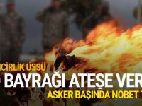 İncirlik'te ABD bayrağı yakıldı asker başında nöbet tuttu