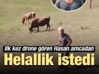 Hayatında ilk defa drone gören adamın tepkisi sosyal medyayı salladı