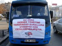 Pendik-Kadıköy hattında kurallara uymayan minibüs şoförlerine pankartlı ceza