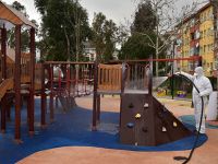 Tuzla'daki çocuk parkları dezenfekte edildi