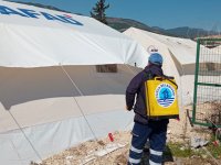 Tuzla Belediyesi Ekipleri, Çadır Kentlerde Dezenfekte Çalışmaları Yapıyor